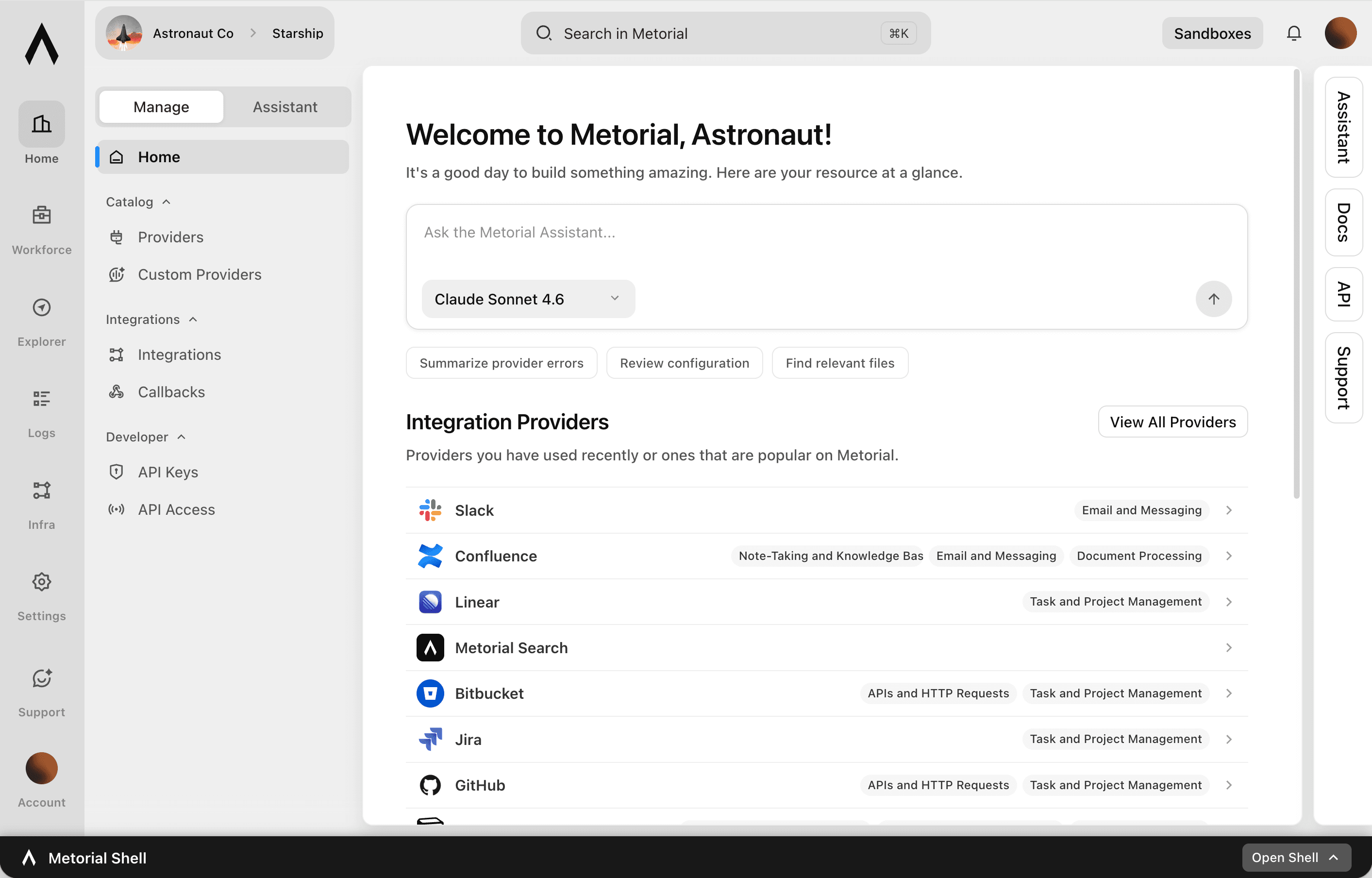 A screenshot showcasing the AI Control Plane feature of Metorial.
