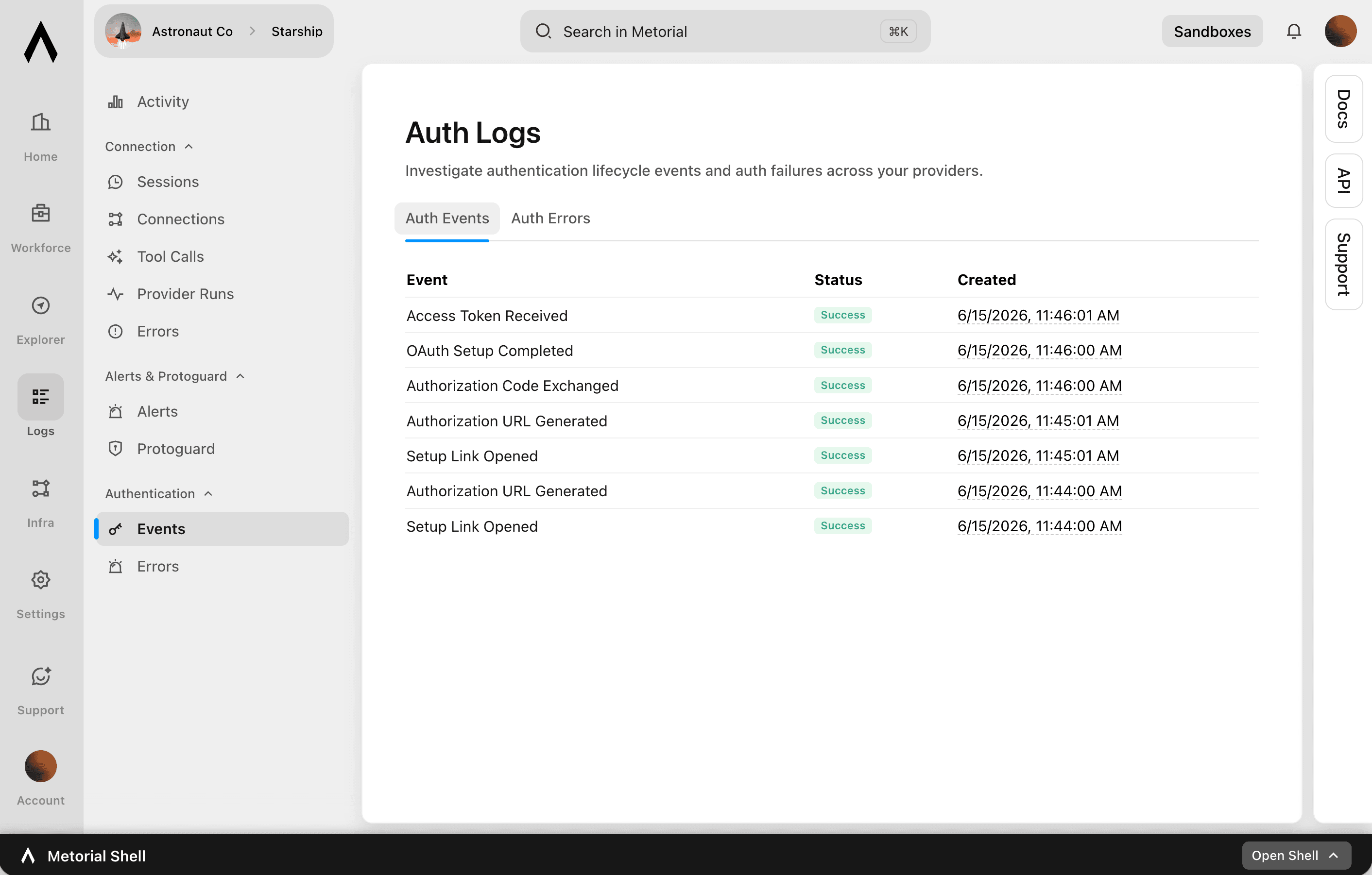 A screenshot showcasing the SSO for Providers feature of Metorial.