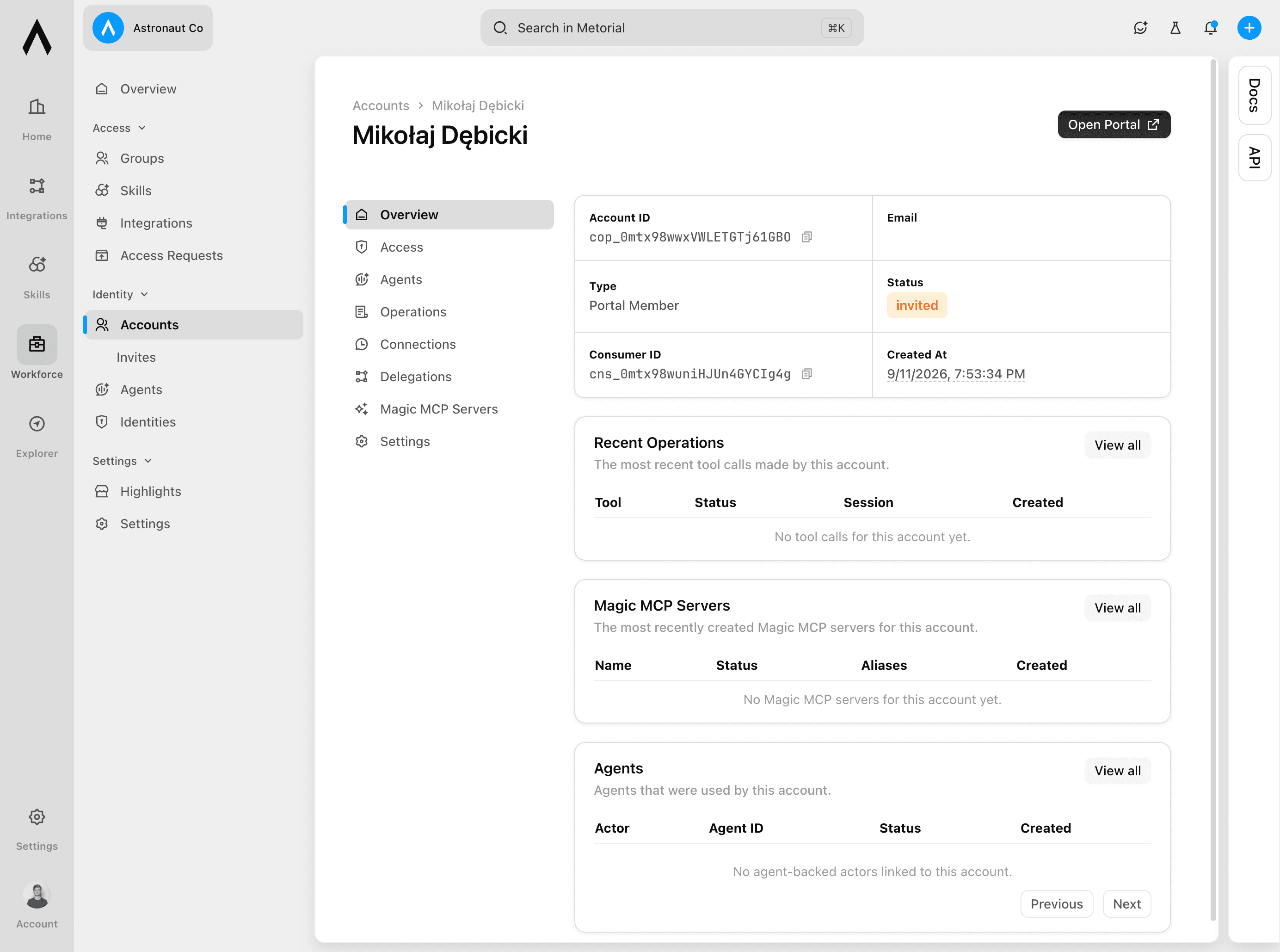 Workforce account overview