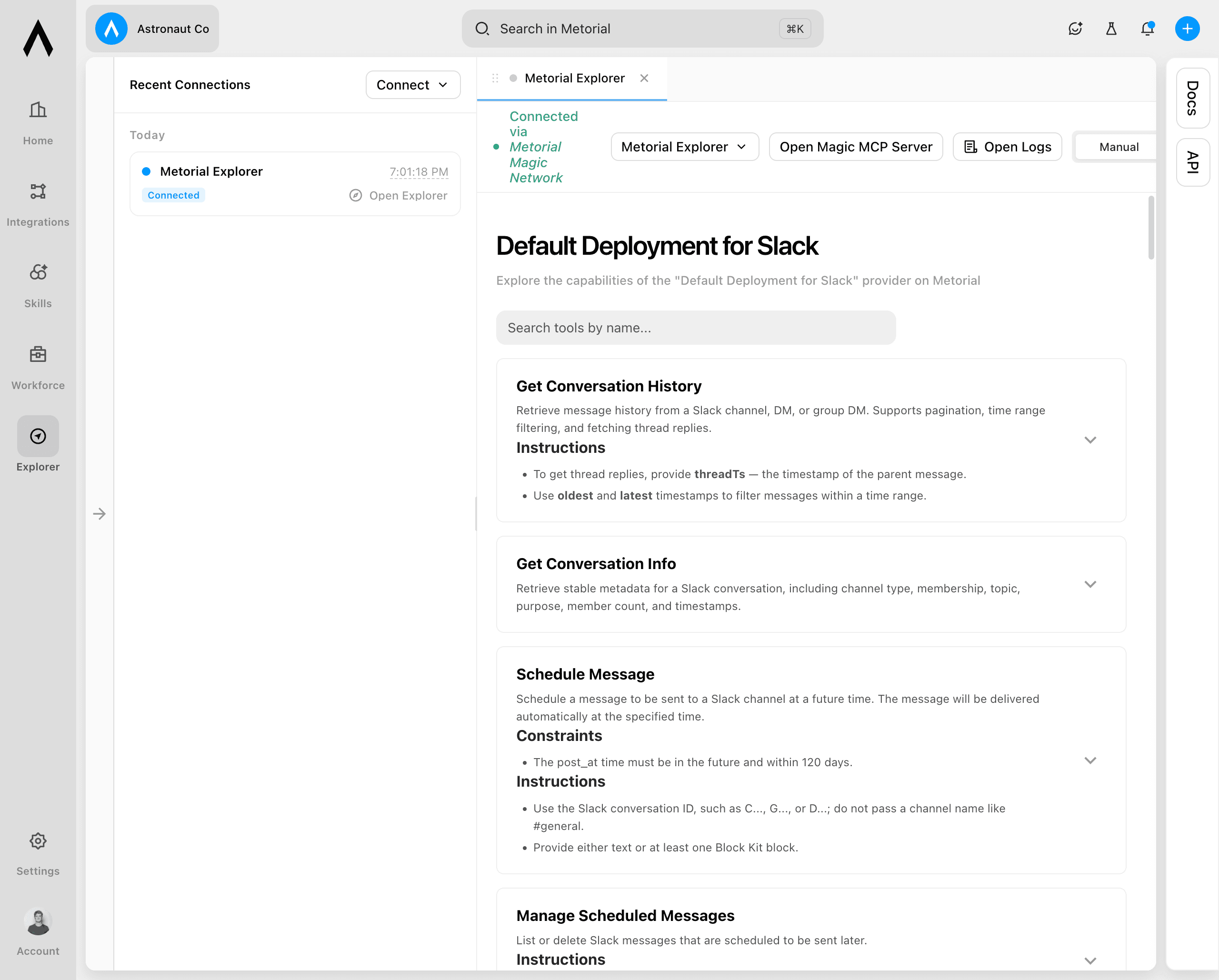 Magic MCP server open in Manual Explorer