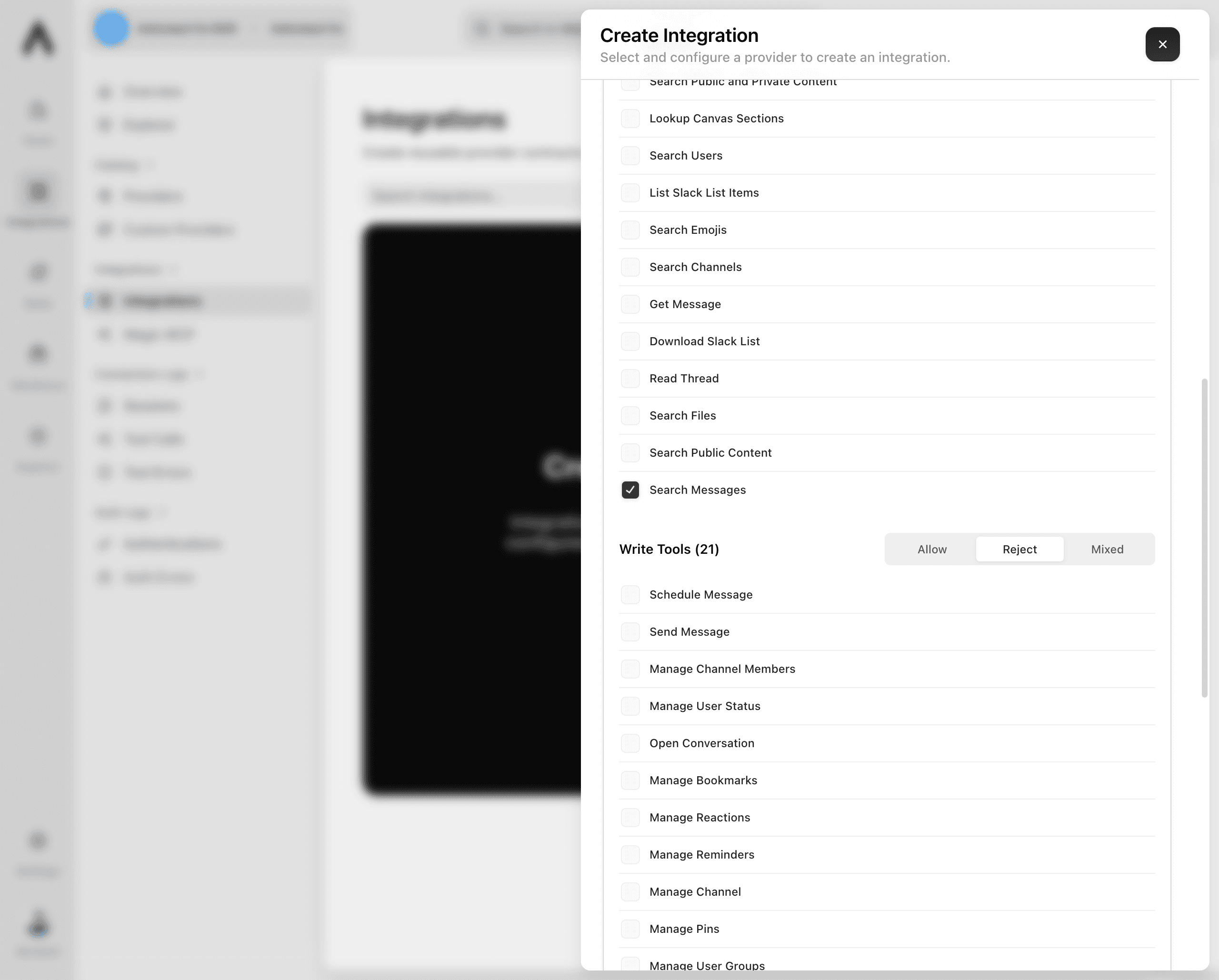 Tool filters with individual tools selected