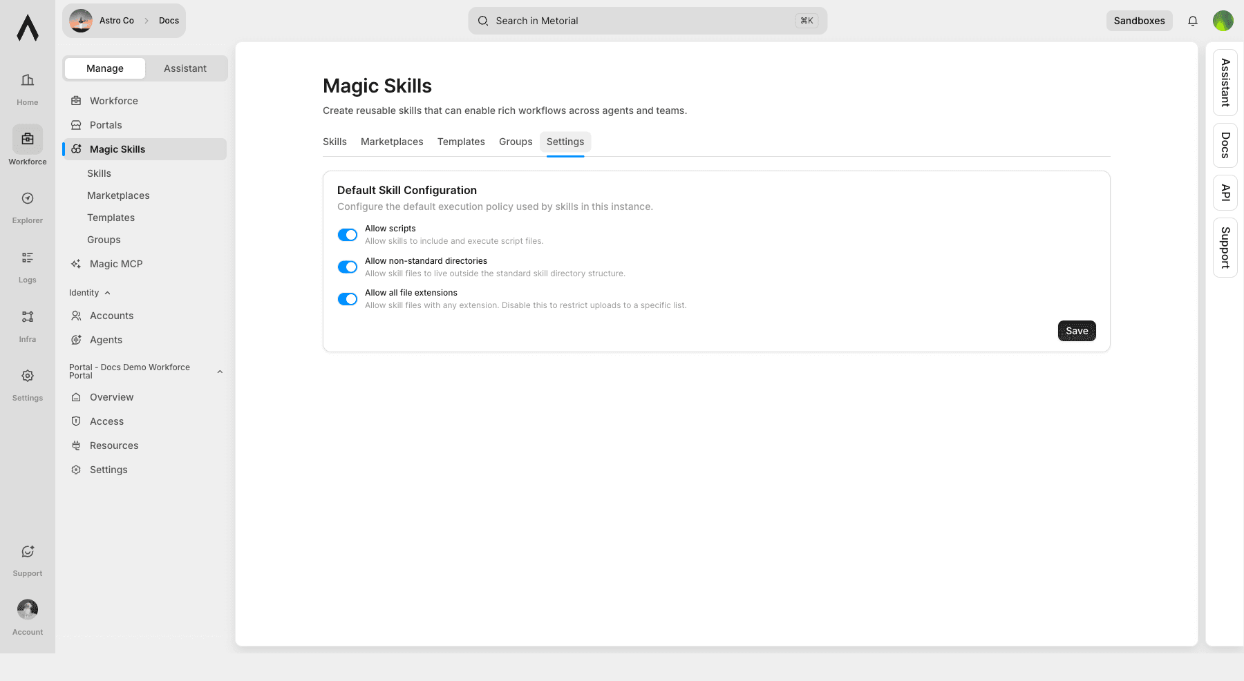Magic Skills settings