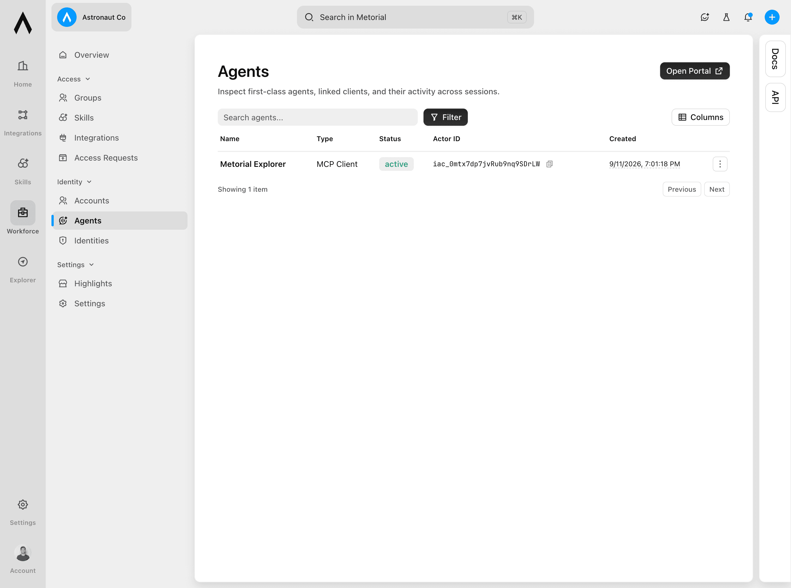Workforce agents table