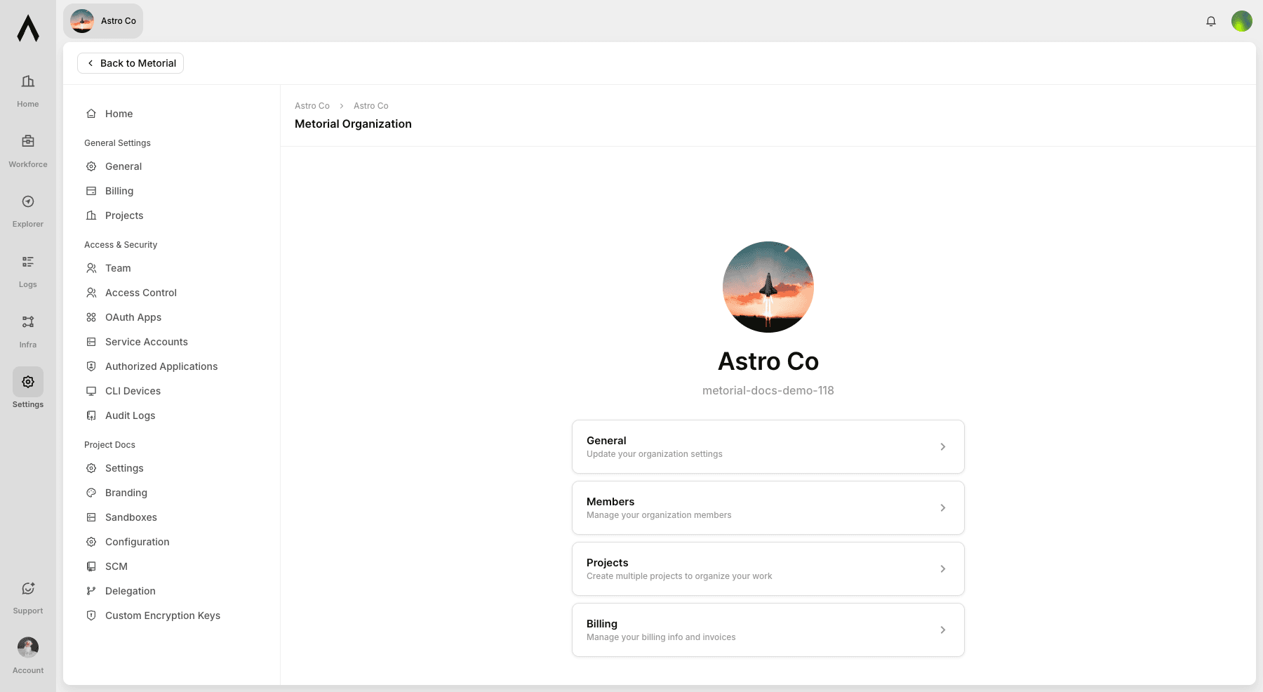 Organization settings