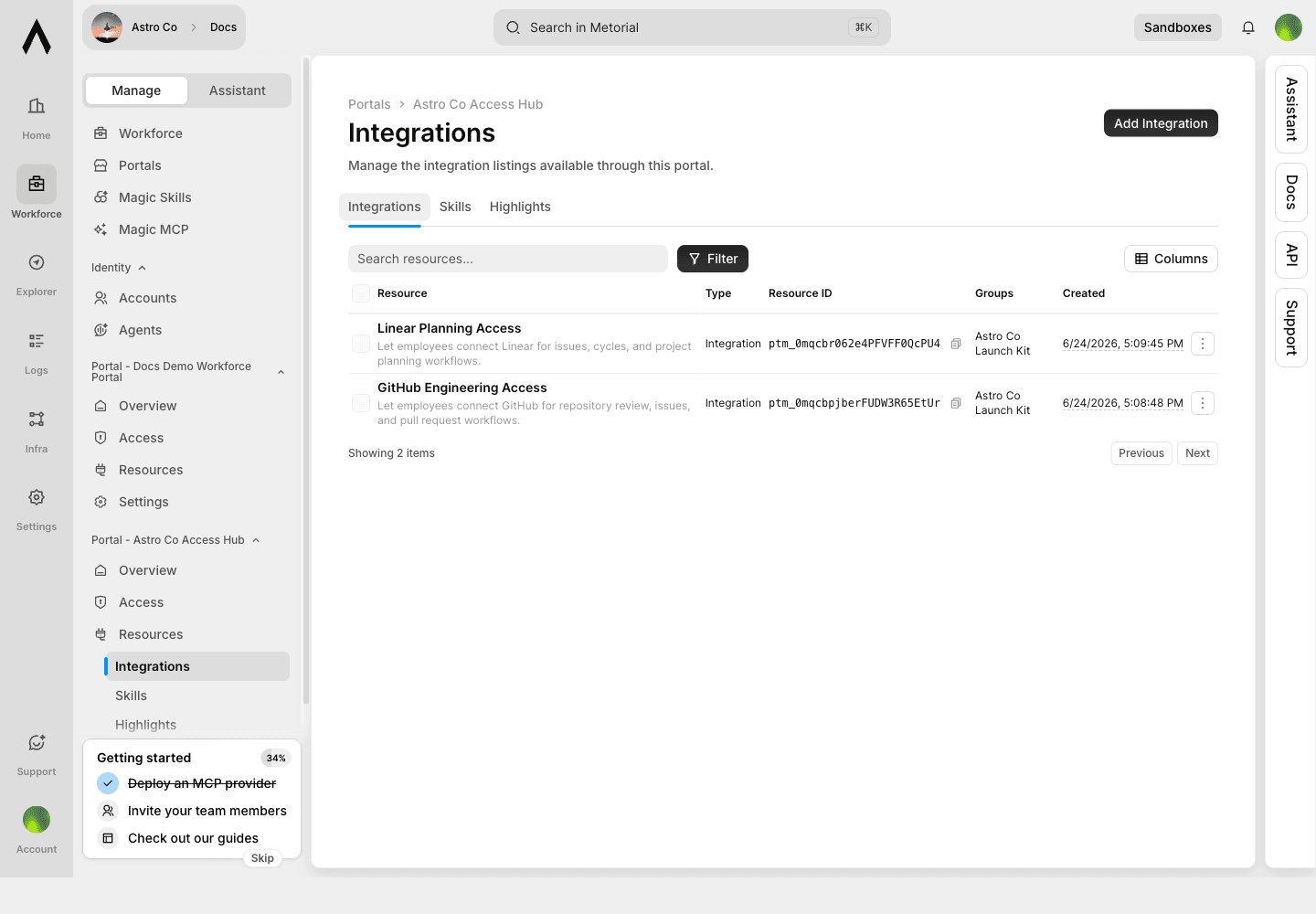 Portal integration listings