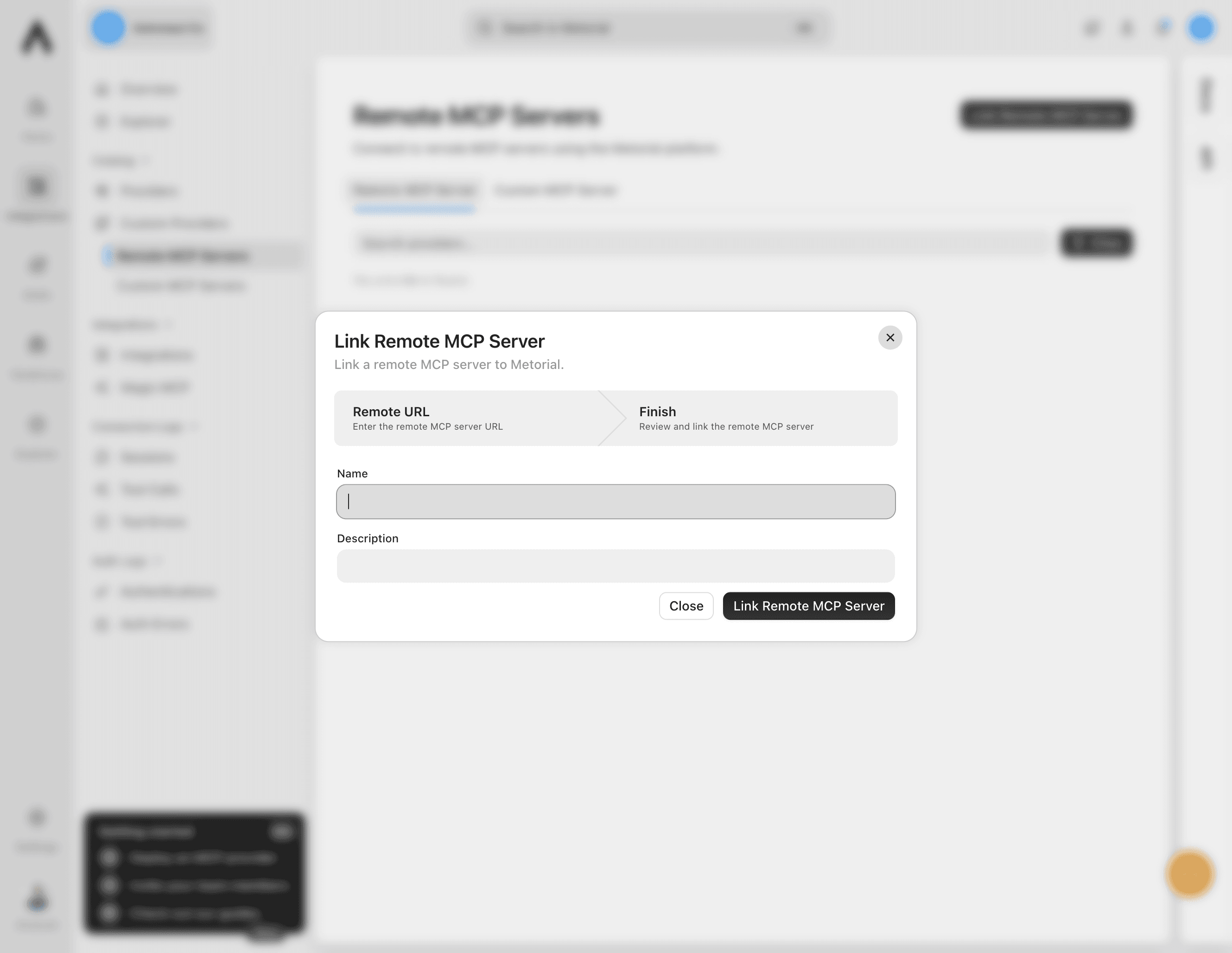 Remote MCP server name and description fields